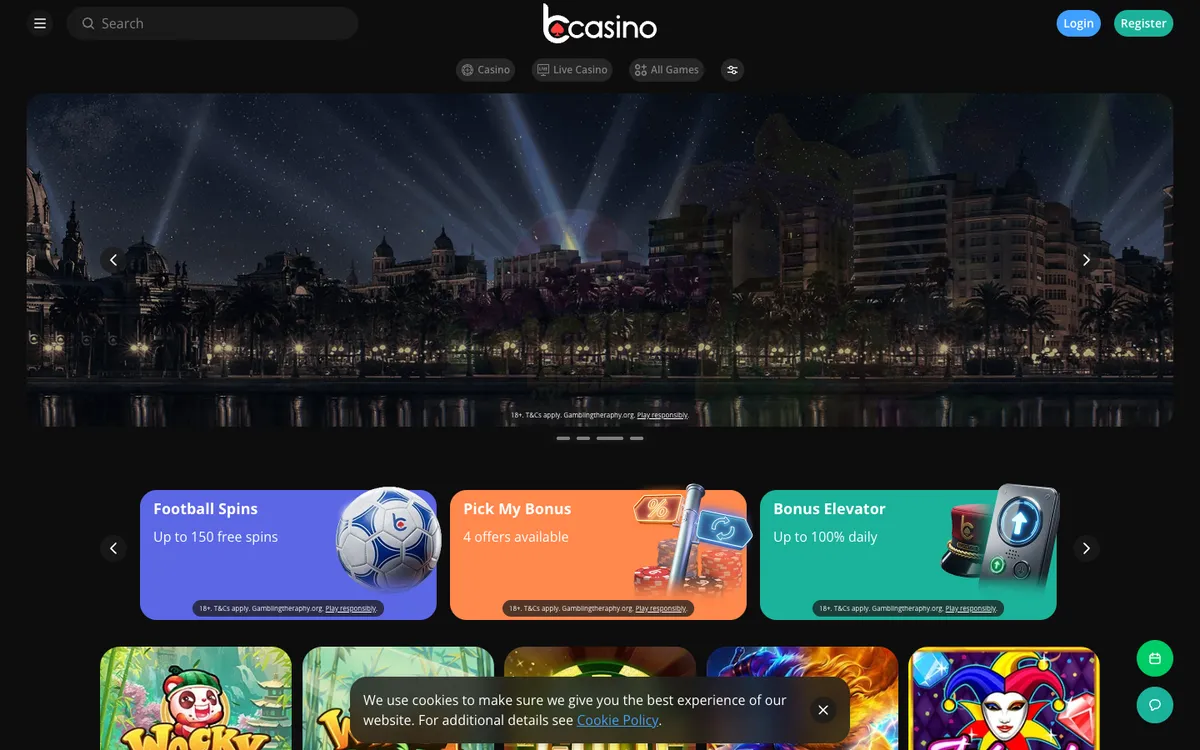 bCasino — Home page, captured from Austria