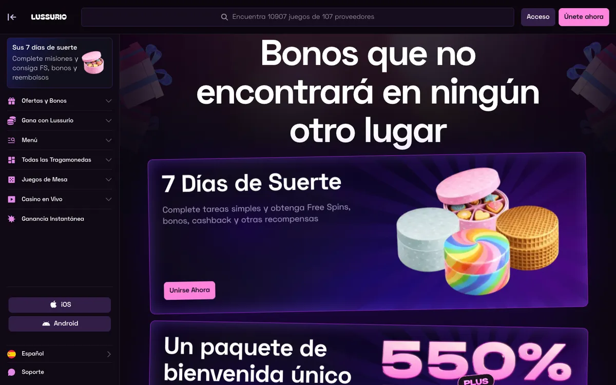 Lussurio Casino — Promotions, captured from Mexico