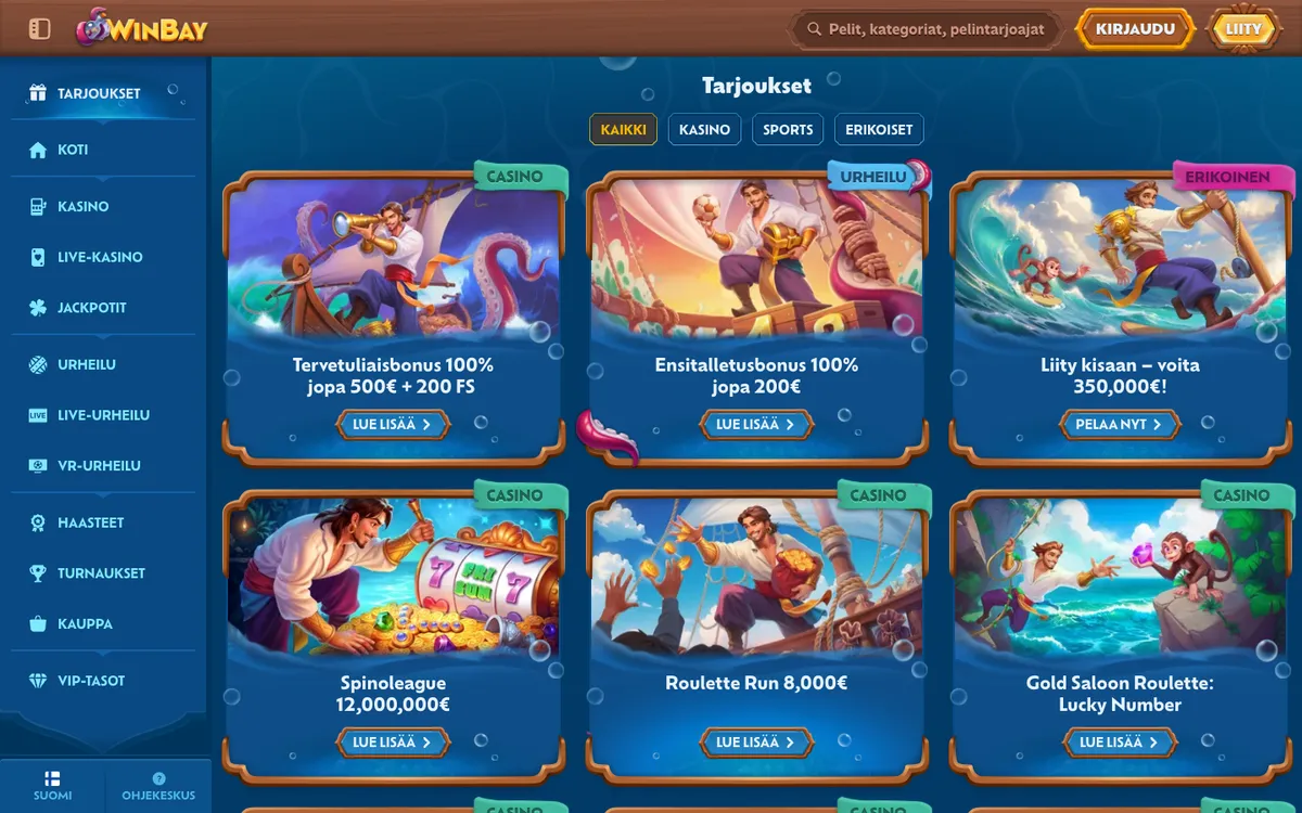 Winbay Casino — Promotions, captured from Finland