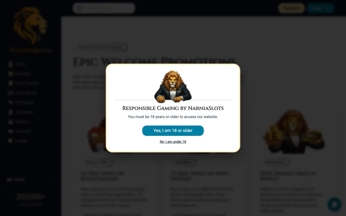 NarniaSlots Casino — «Акции», снято из страны Малайзия