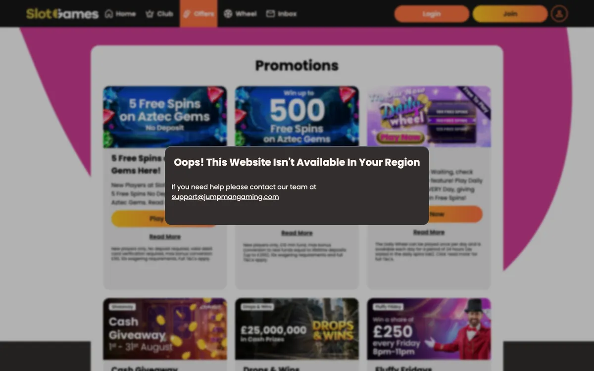 Slot Games Casino — Promotions, captured from Austria
