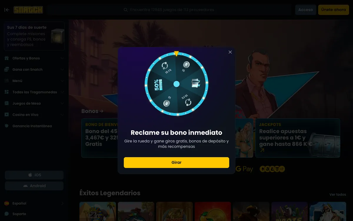 Snatch Casino — «Главная», снято из страны Испания