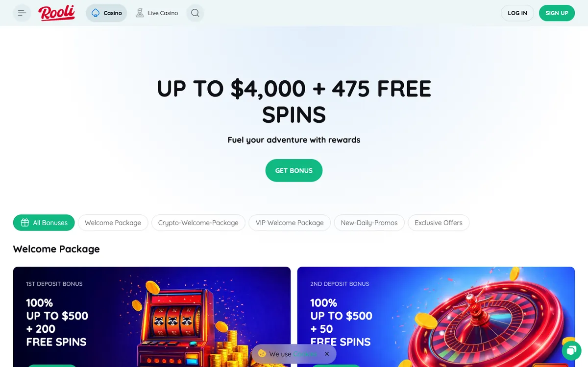 Rooli Casino — «Акции», снято из страны Австралия