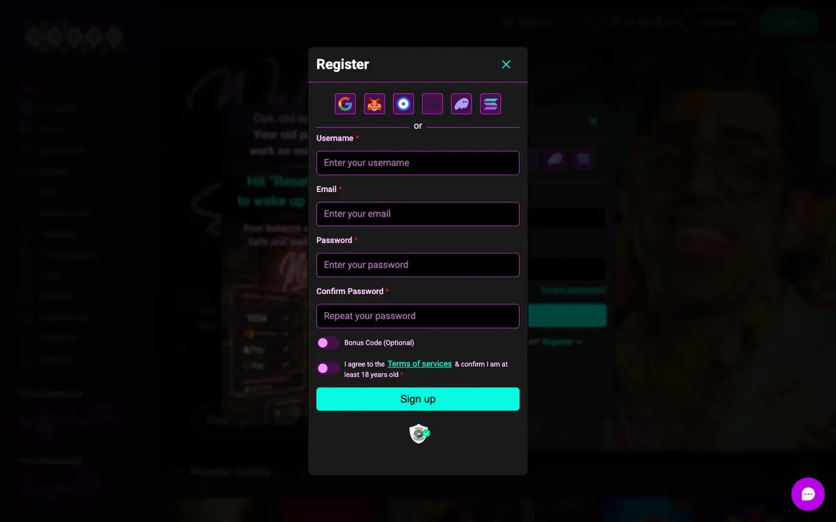 TheStakeHouse Casino — Sign-up, captured from Australia