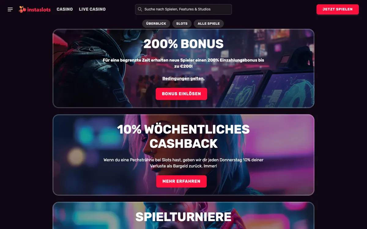 Instaslots Casino — «Акции», снято из страны Германия