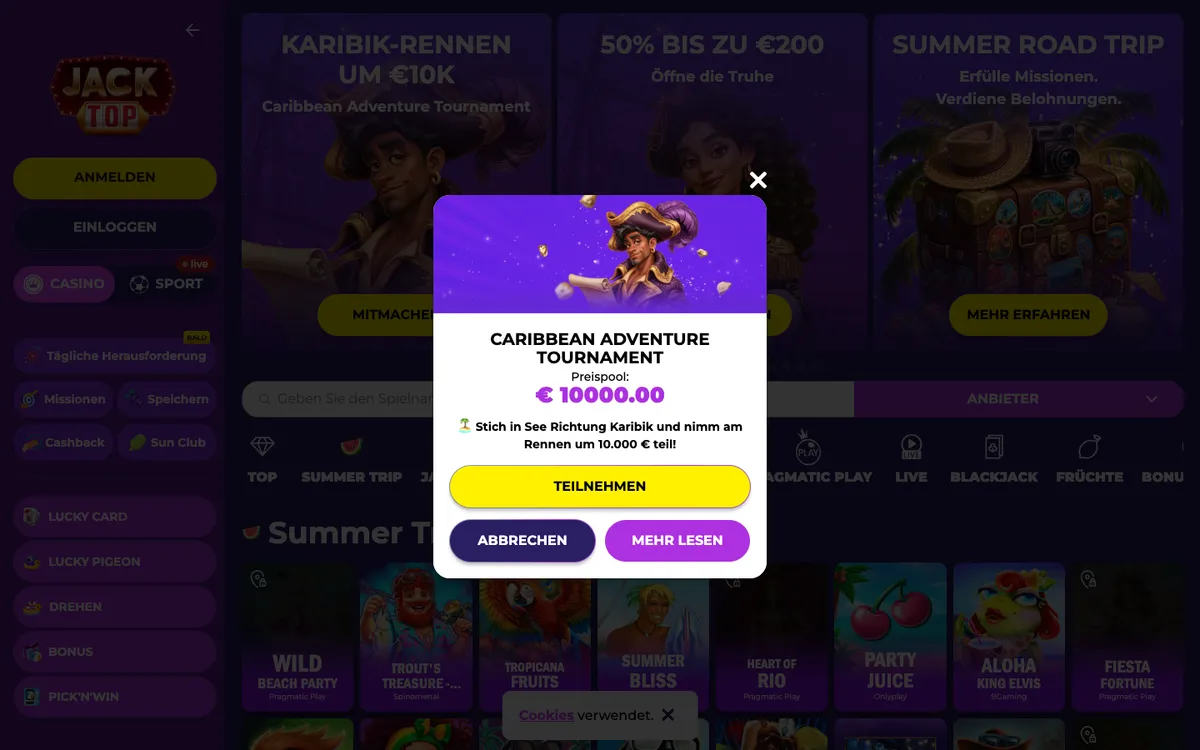 Jacktop Casino — «Главная», снято из страны Швейцария