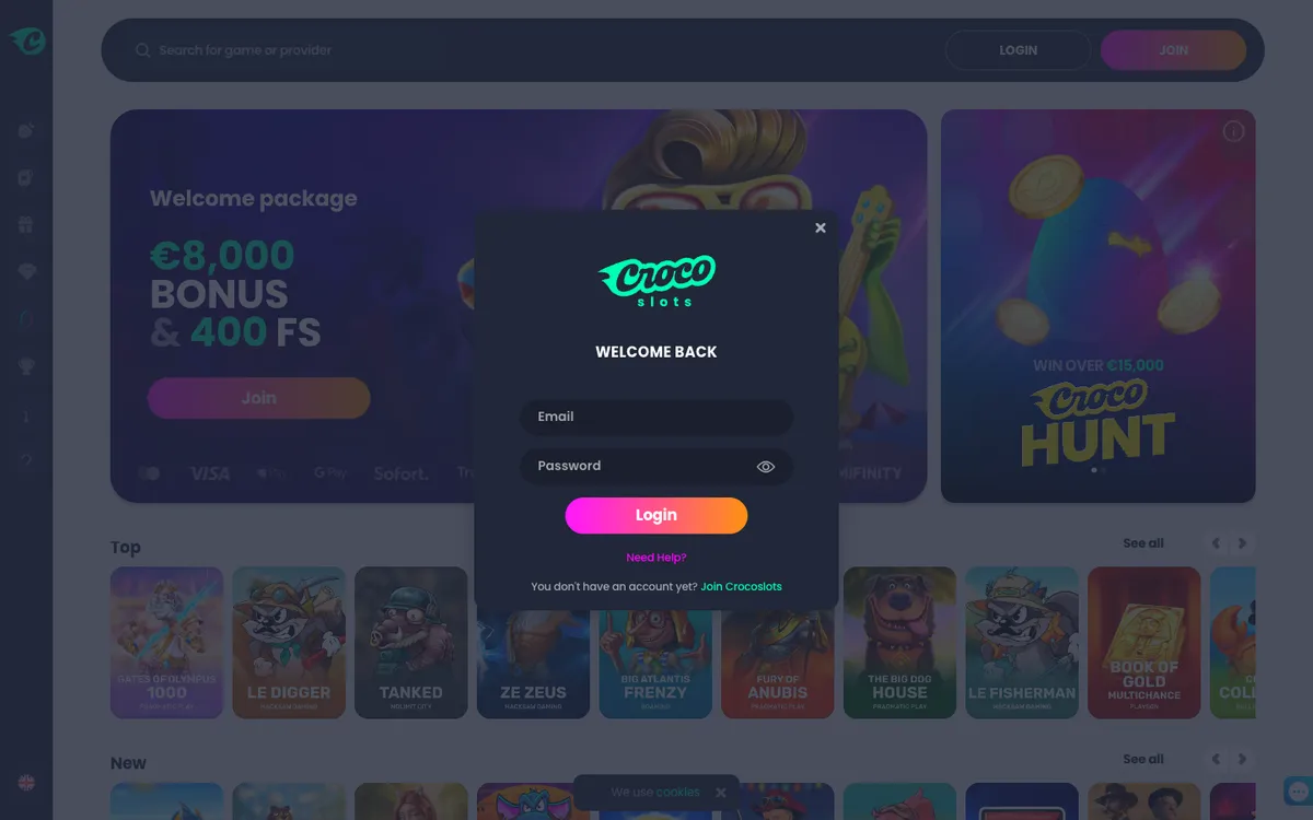 CrocoSlots Casino — Sign-up, captured from Finland