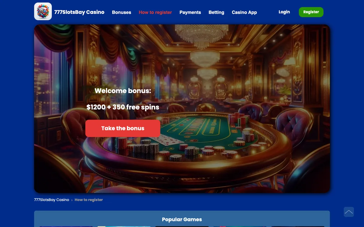 777slotsbay Casino — «Регистрация», снято из страны Австралия
