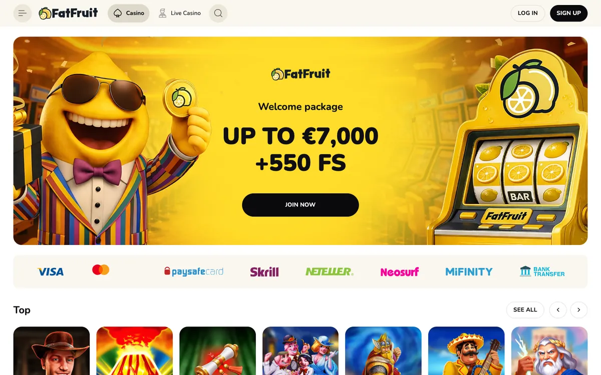 FatFruit Casino — «Главная», снято из страны Португалия