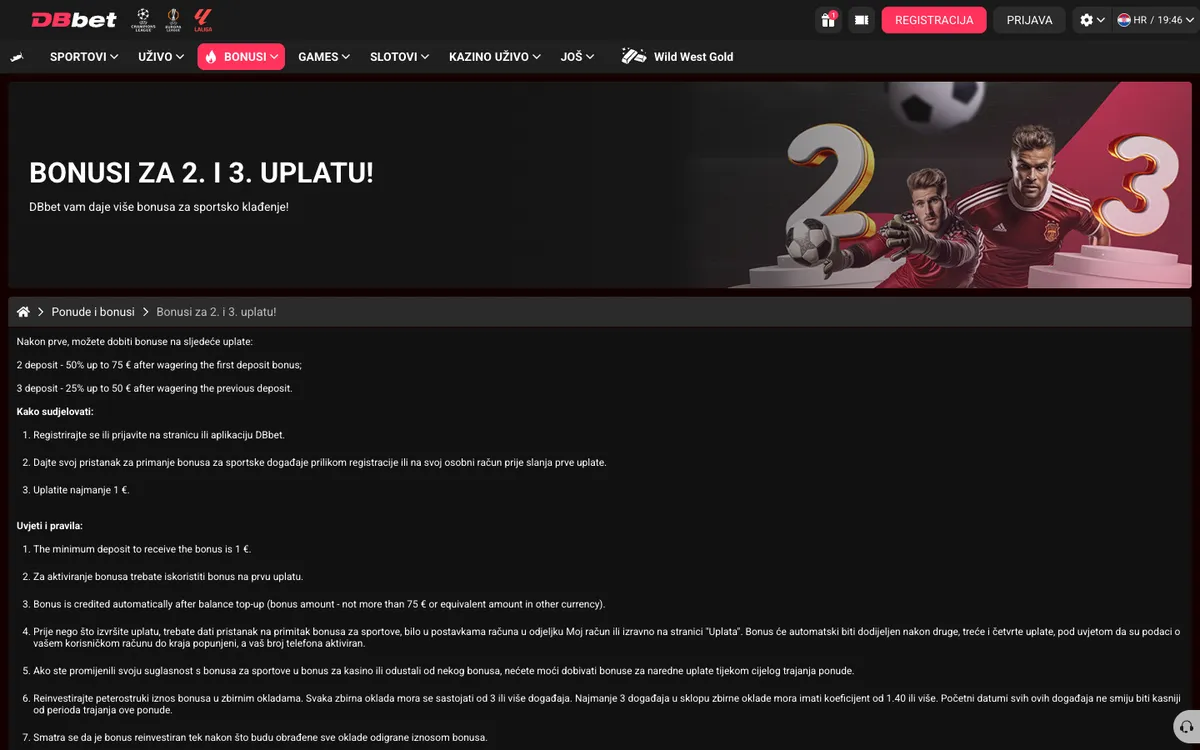 DBbet Casino — Promotions, captured from Croatia