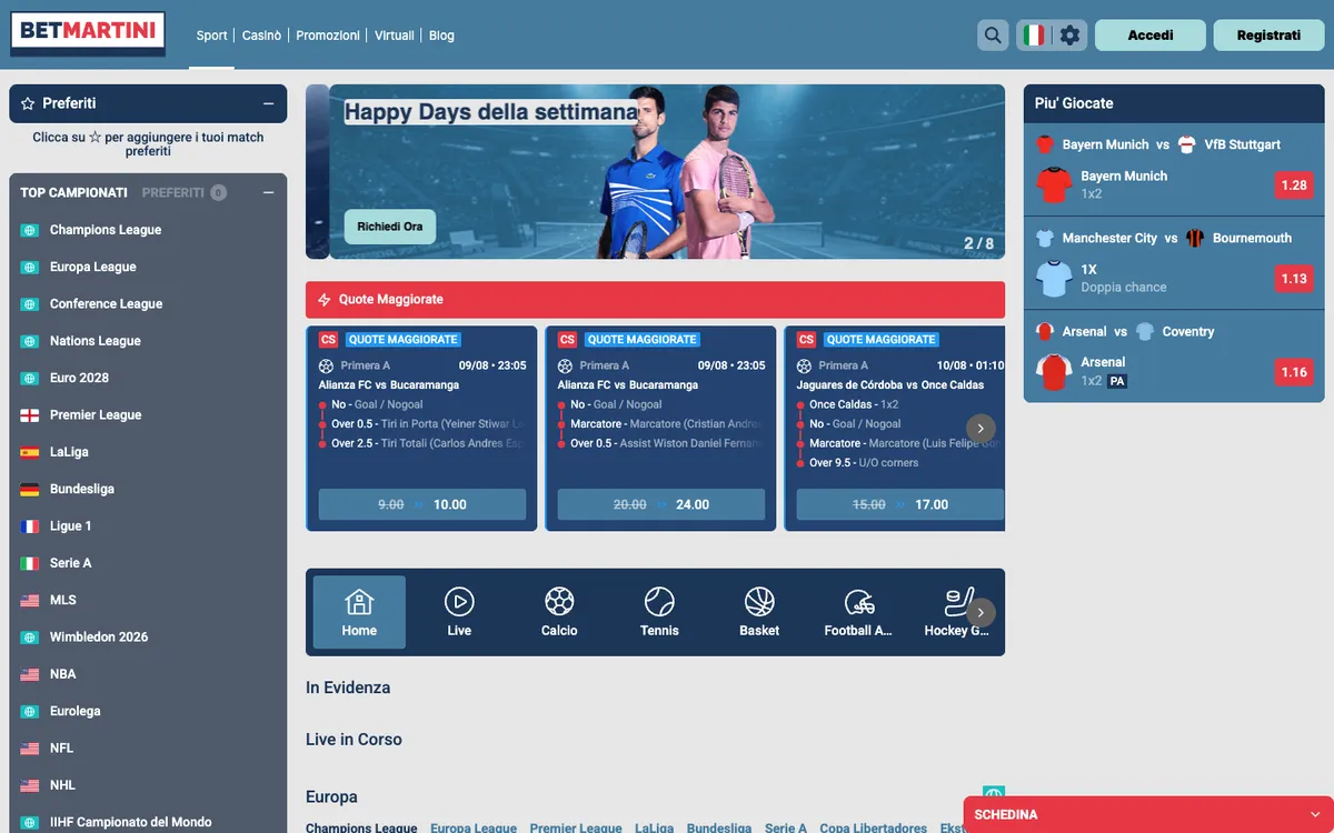 Betmartini Casino — Home page, captured from Canada