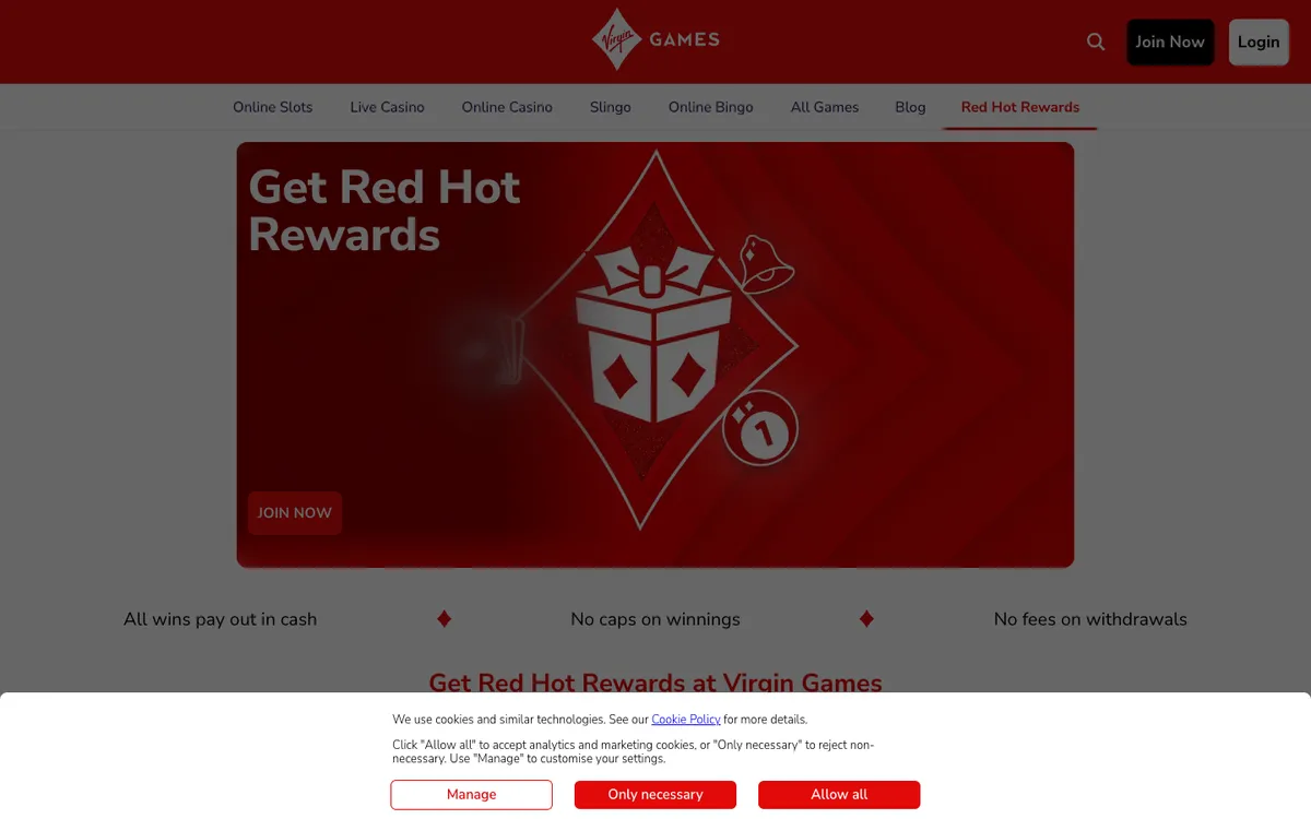 Virgin Games Casino — Promotions, captured from United Kingdom