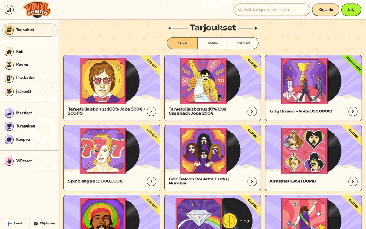 Vinyl Casino — Promotions, captured from Finland