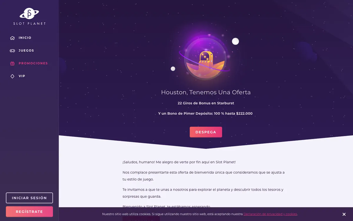 Slot Planet Casino — Promotions, captured from Chile