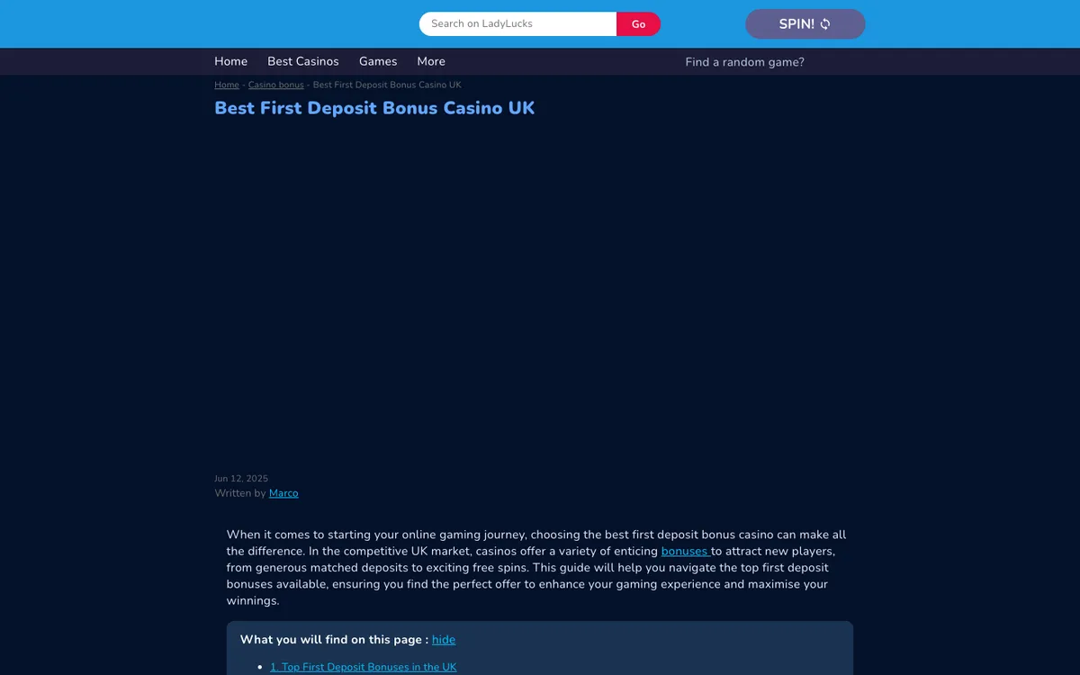 LadyLucks Casino — Sign-up, captured from United Kingdom