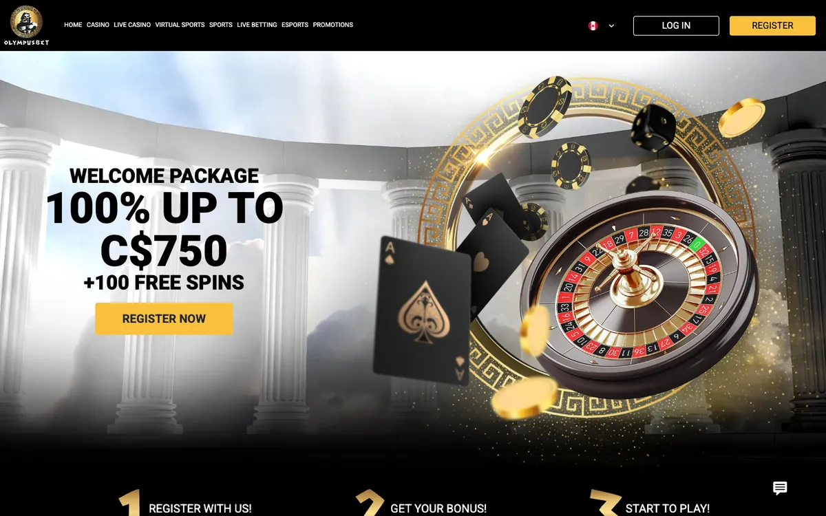 Olympusbet Casino — Home page, captured from Canada