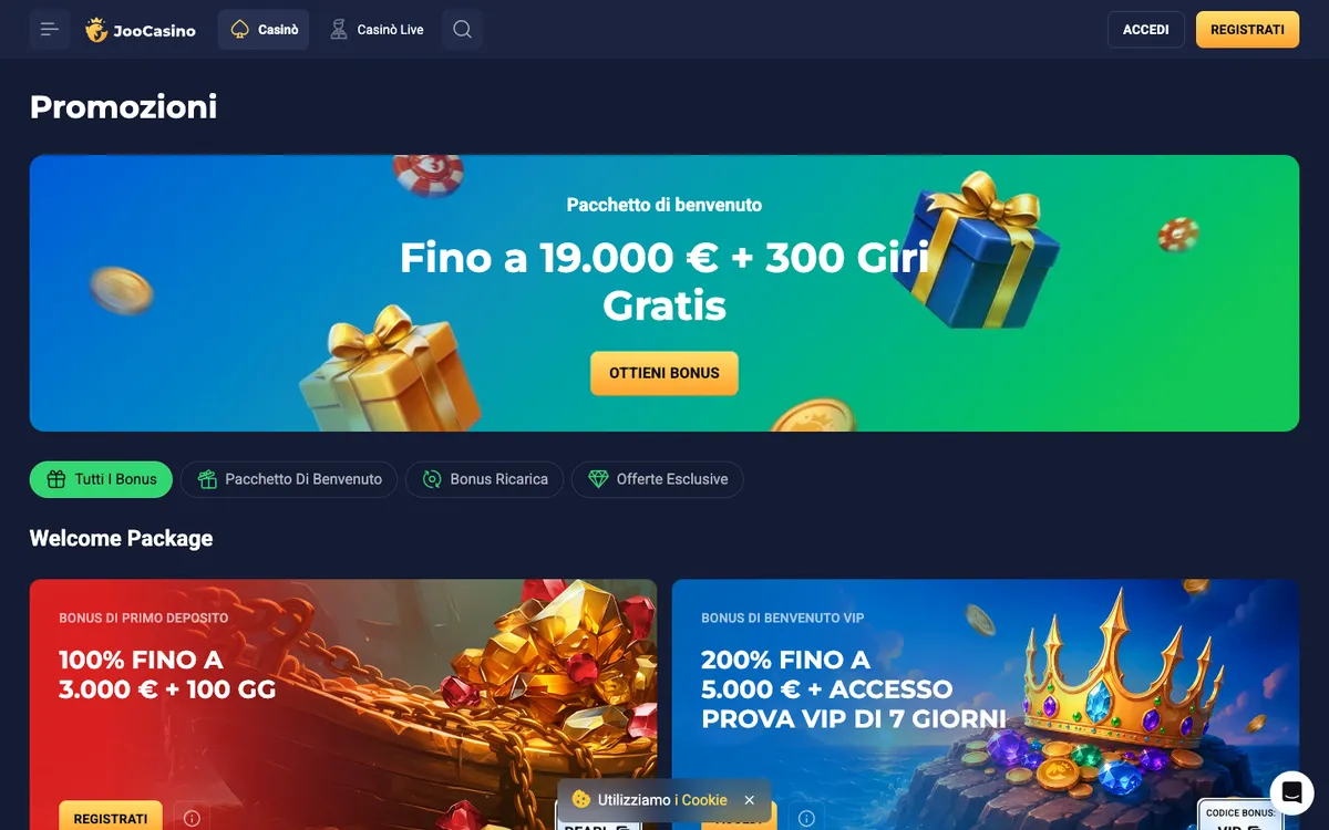 Joo Casino — «Акции», снято из страны Италия