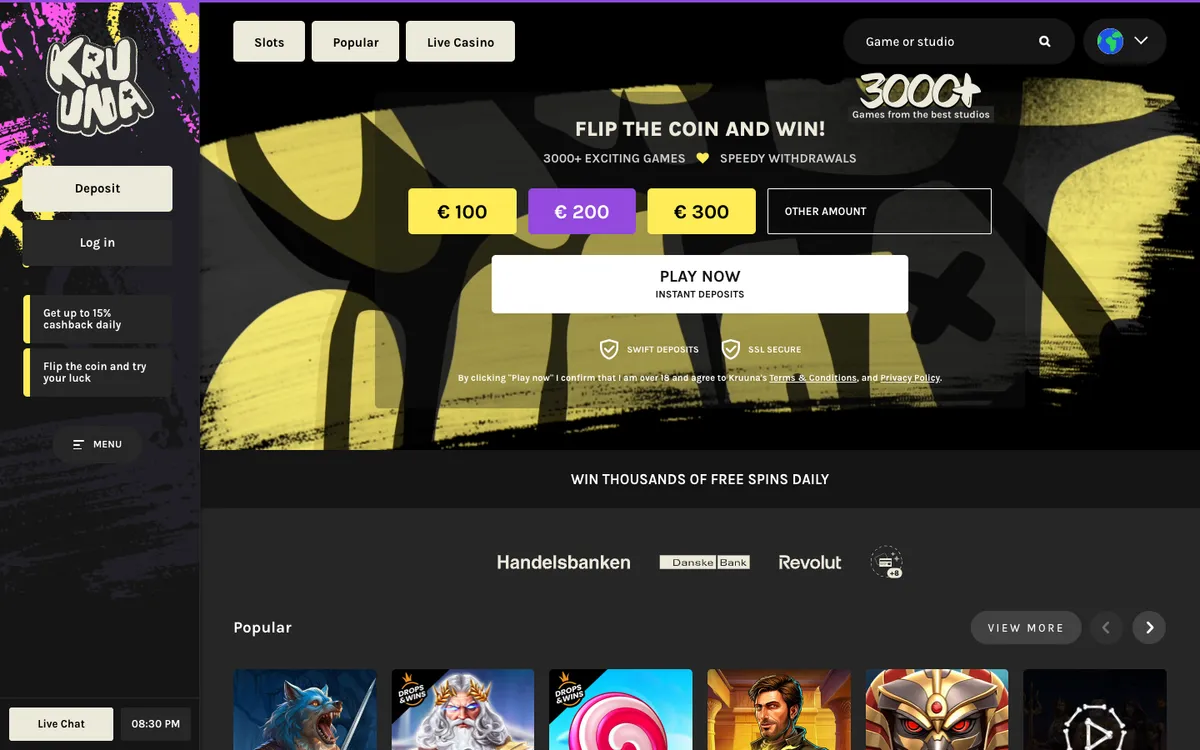 Kruuna Casino — Home page, captured from Finland