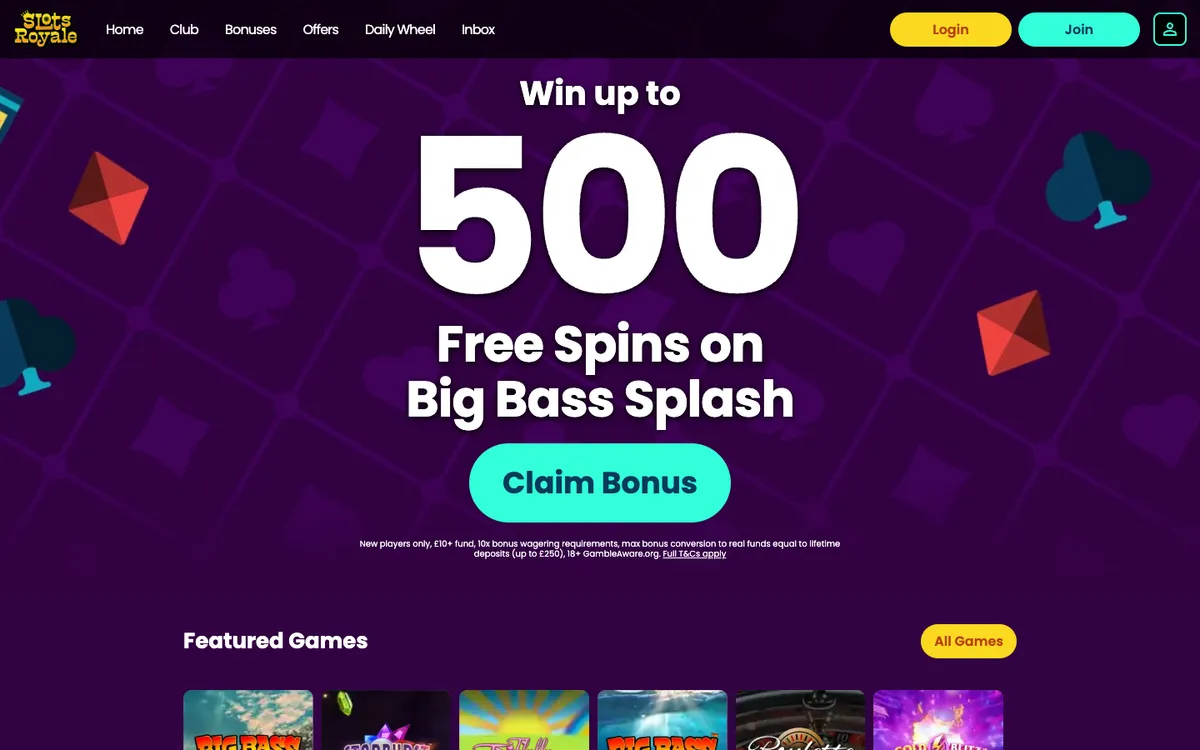 Slots Royale Casino — Sign-up, captured from United Kingdom