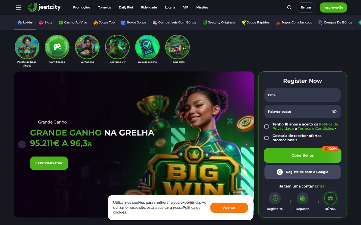 JeetCity Casino — Home page, captured from Brazil