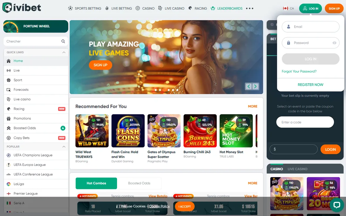 Ivibet Casino — Sign-up, captured from Canada