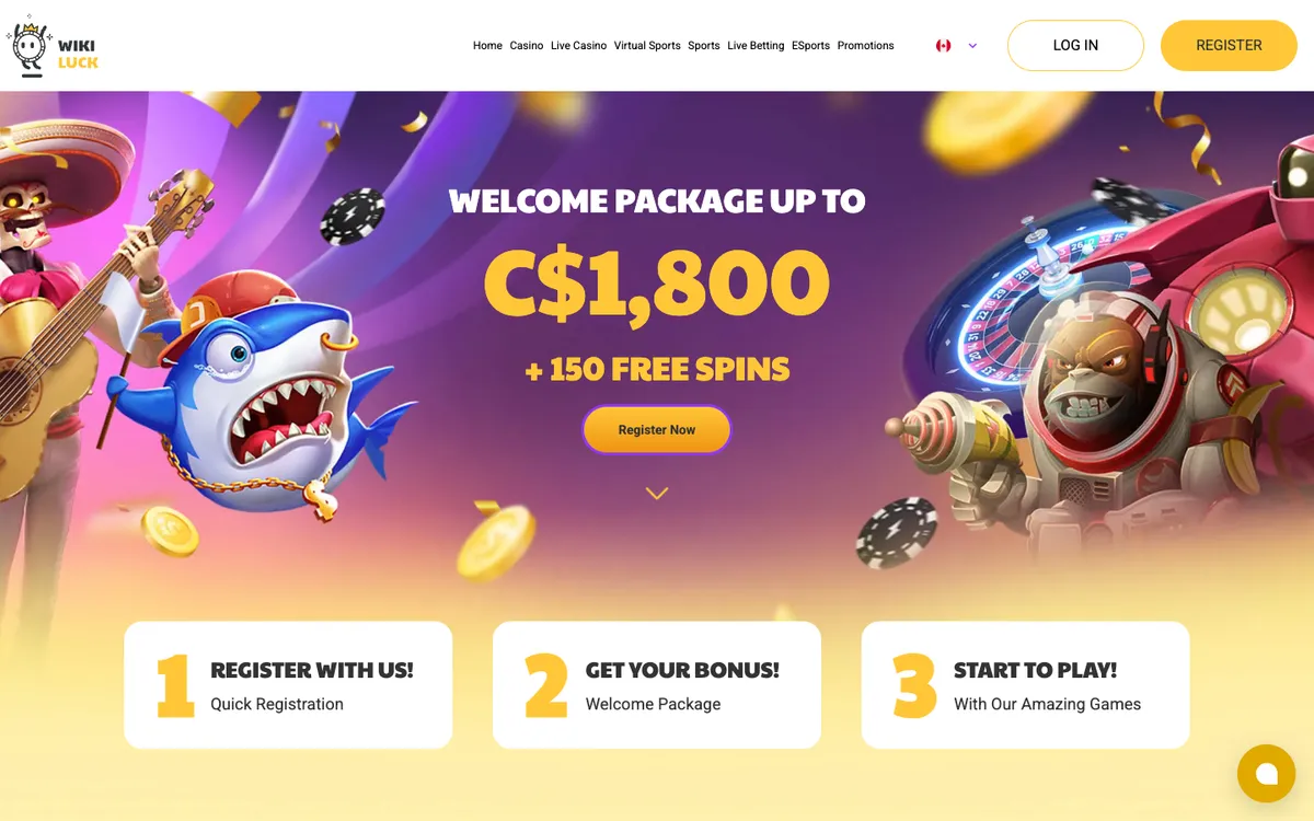 WikiLuck Casino — Home page, captured from Canada