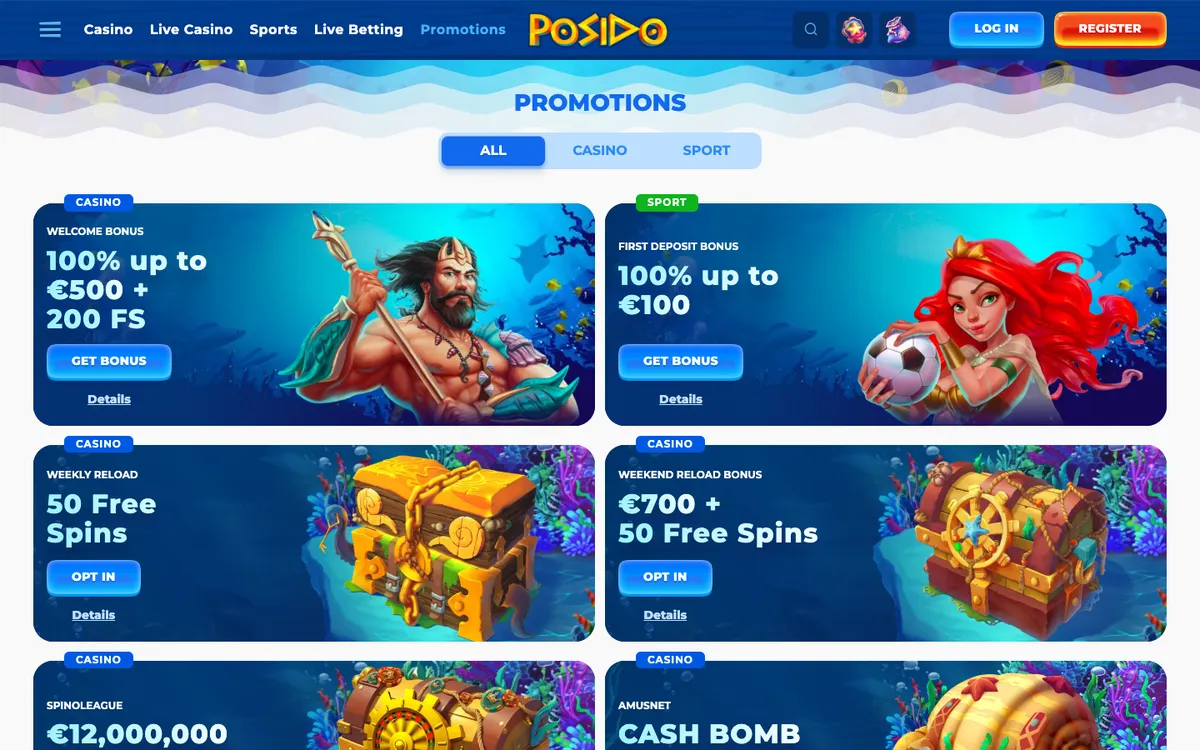 Posido Casino — Promotions, captured from Brazil
