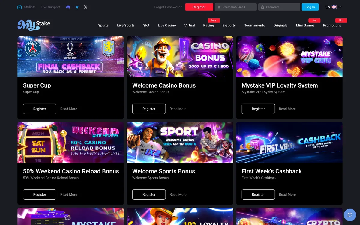 Mystake Casino — Promotions, captured from Australia