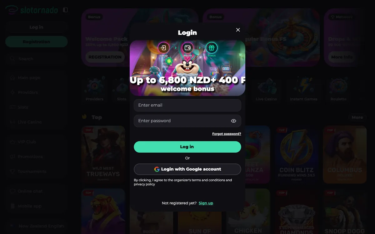 Slotornado Casino — Payments, captured from New Zealand