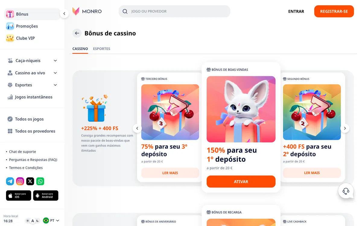 Monro Casino — «Акции», снято из страны Португалия
