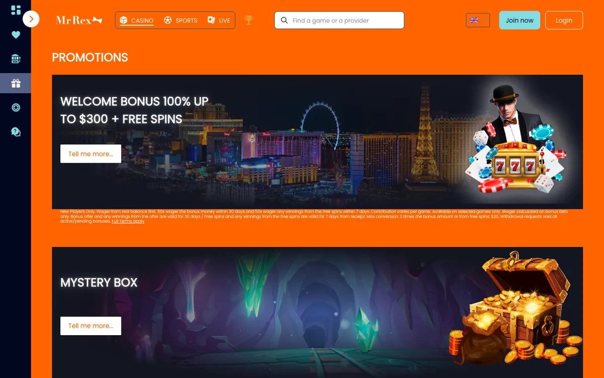 Mr Rex Casino — «Акции», снято из страны Новая Зеландия