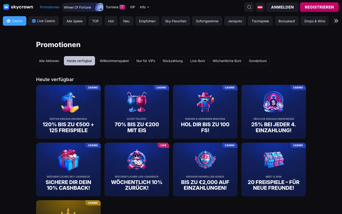 Skycrown Casino — Promotions, captured from Austria