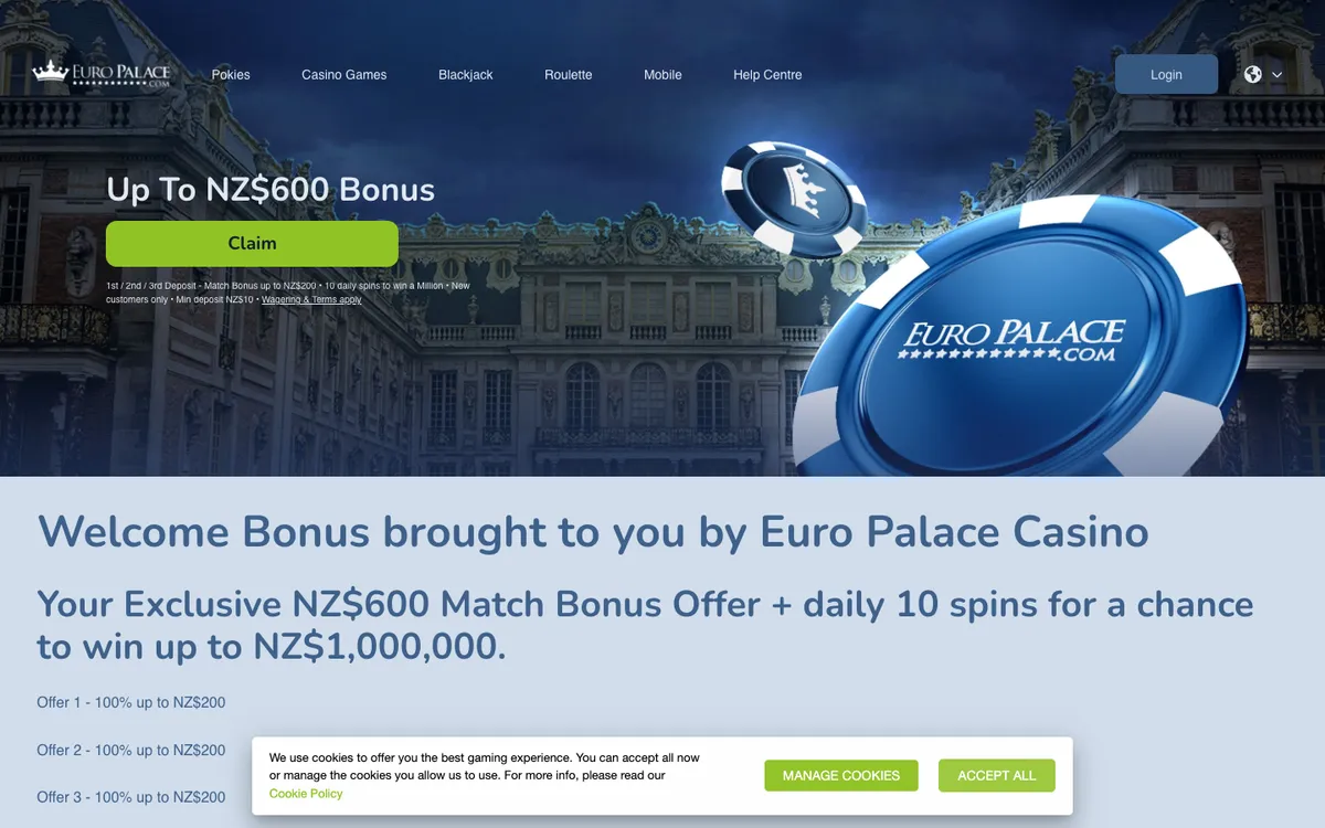 Euro Palace Casino — Promotions, captured from New Zealand