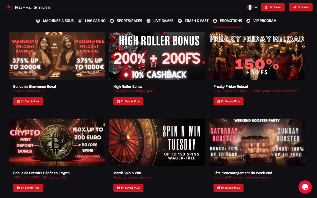 Royal Stars Casino — Promotions, captured from France