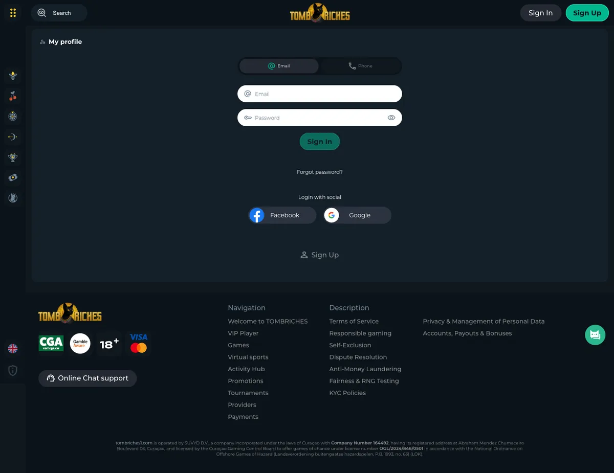 Tomb Riches Casino — Payments, captured from New Zealand