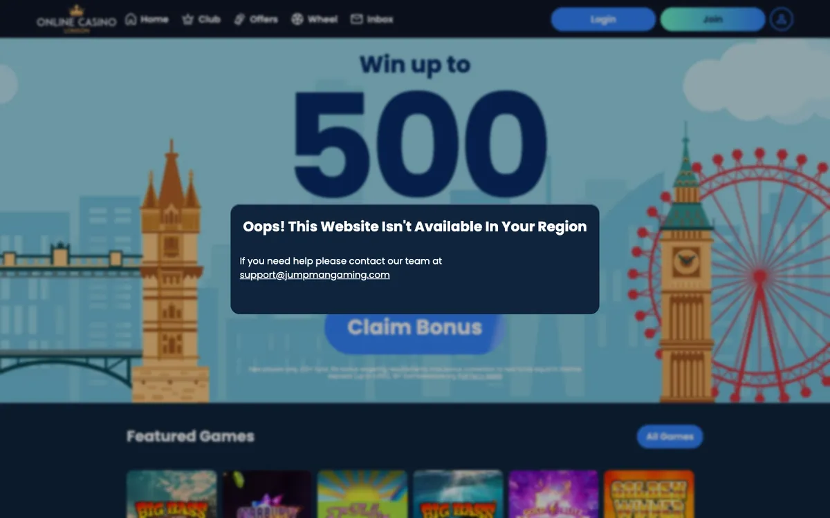 Online Casino London — Sign-up, captured from Austria