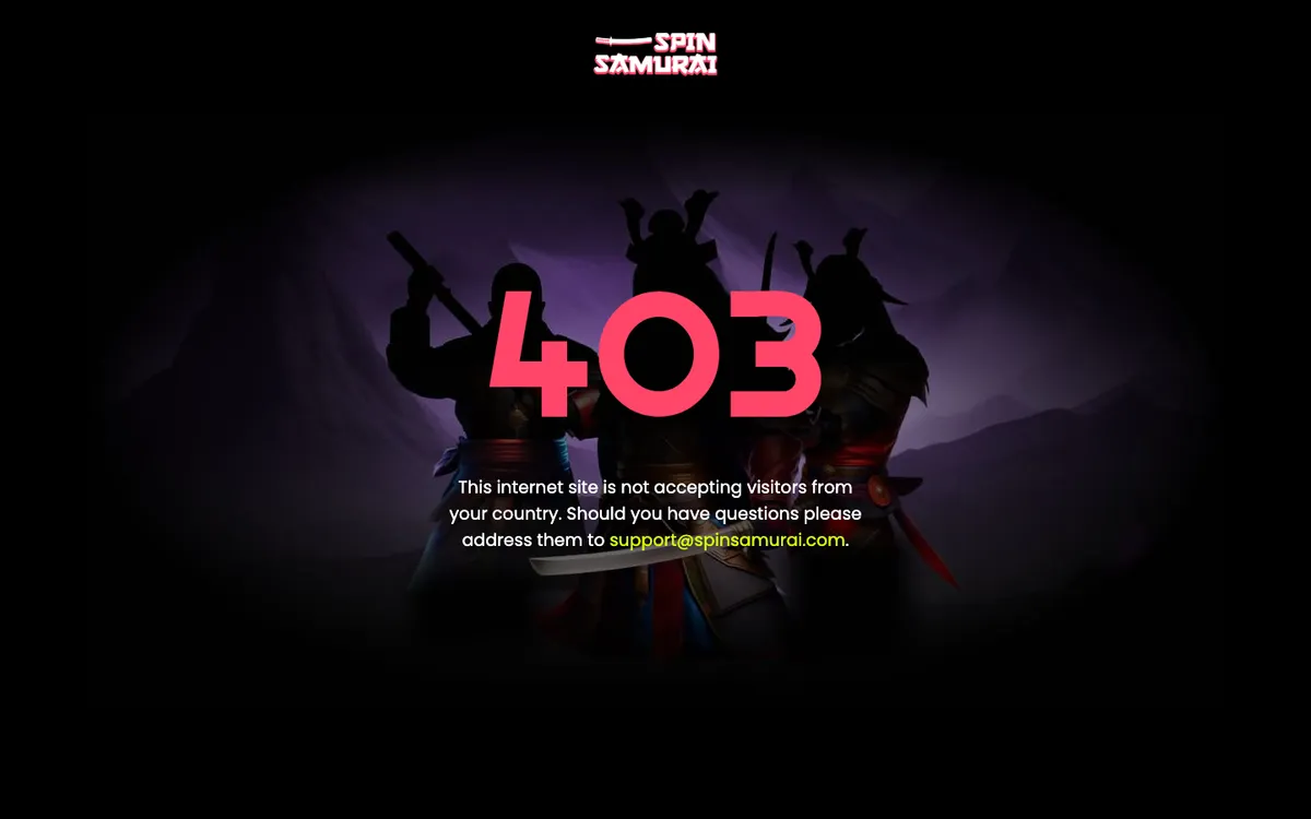 Spin Samurai Casino — Home page, captured from France