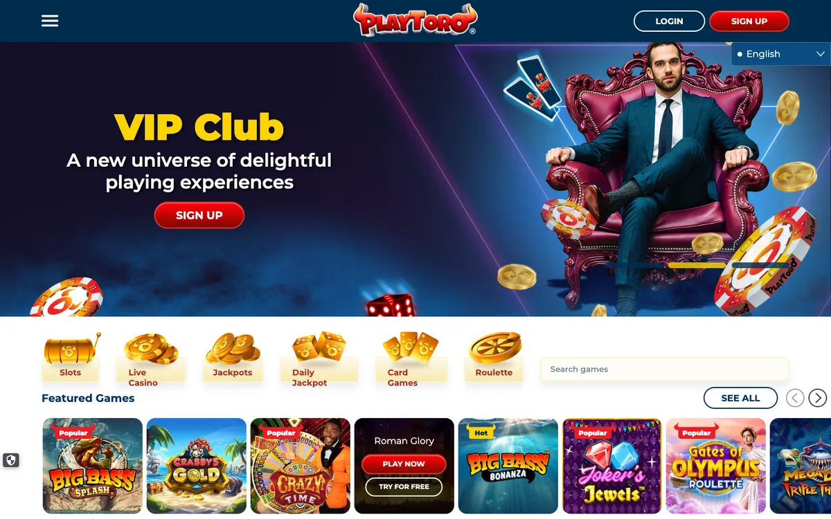 PlayToro Casino — Home page, captured from Finland