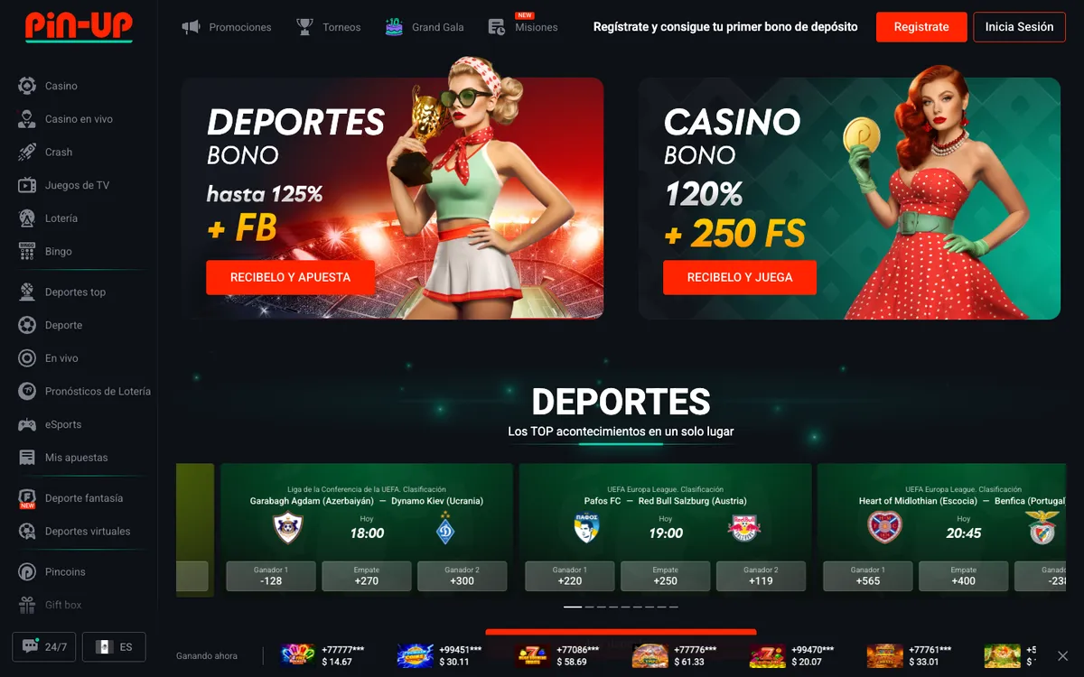 Pin-up Casino — Home page, captured from Mexico