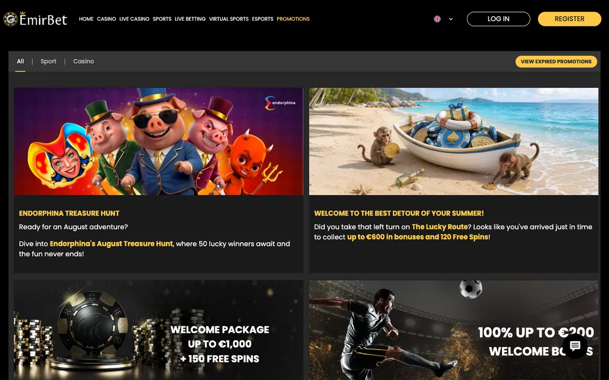 EmirBet Casino — Promotions, captured from Brazil