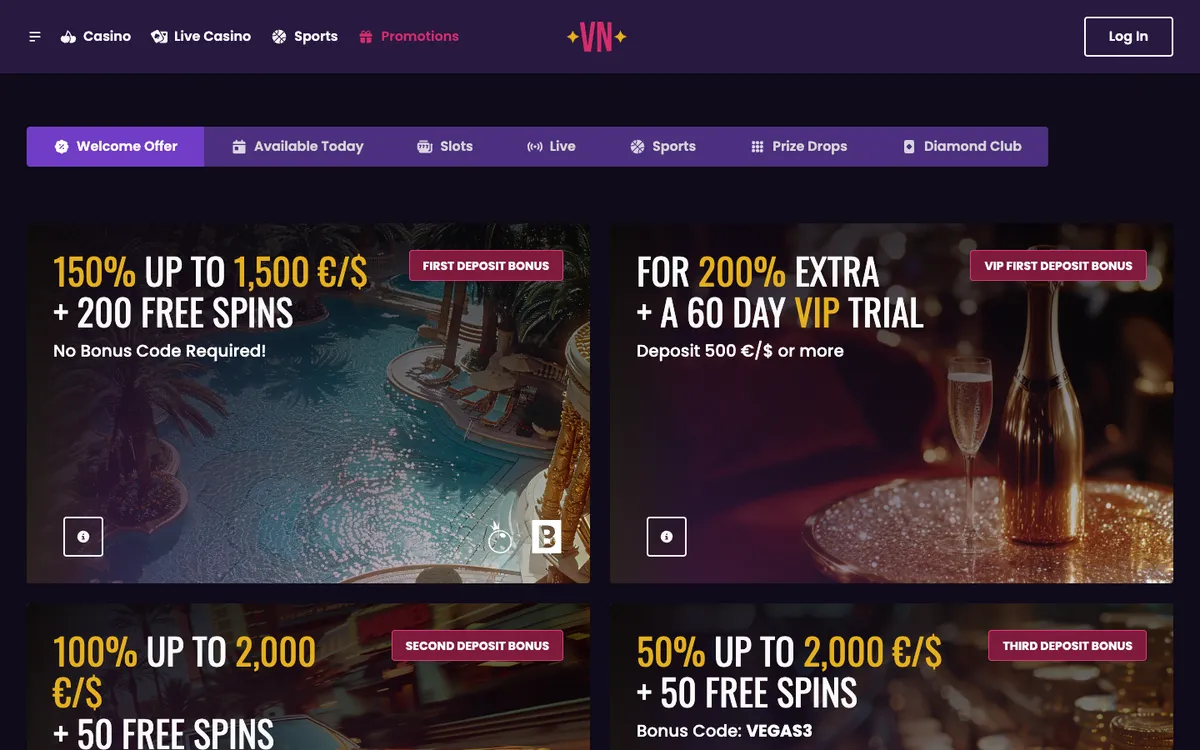 Vegas Now Casino — Promotions, captured from Germany