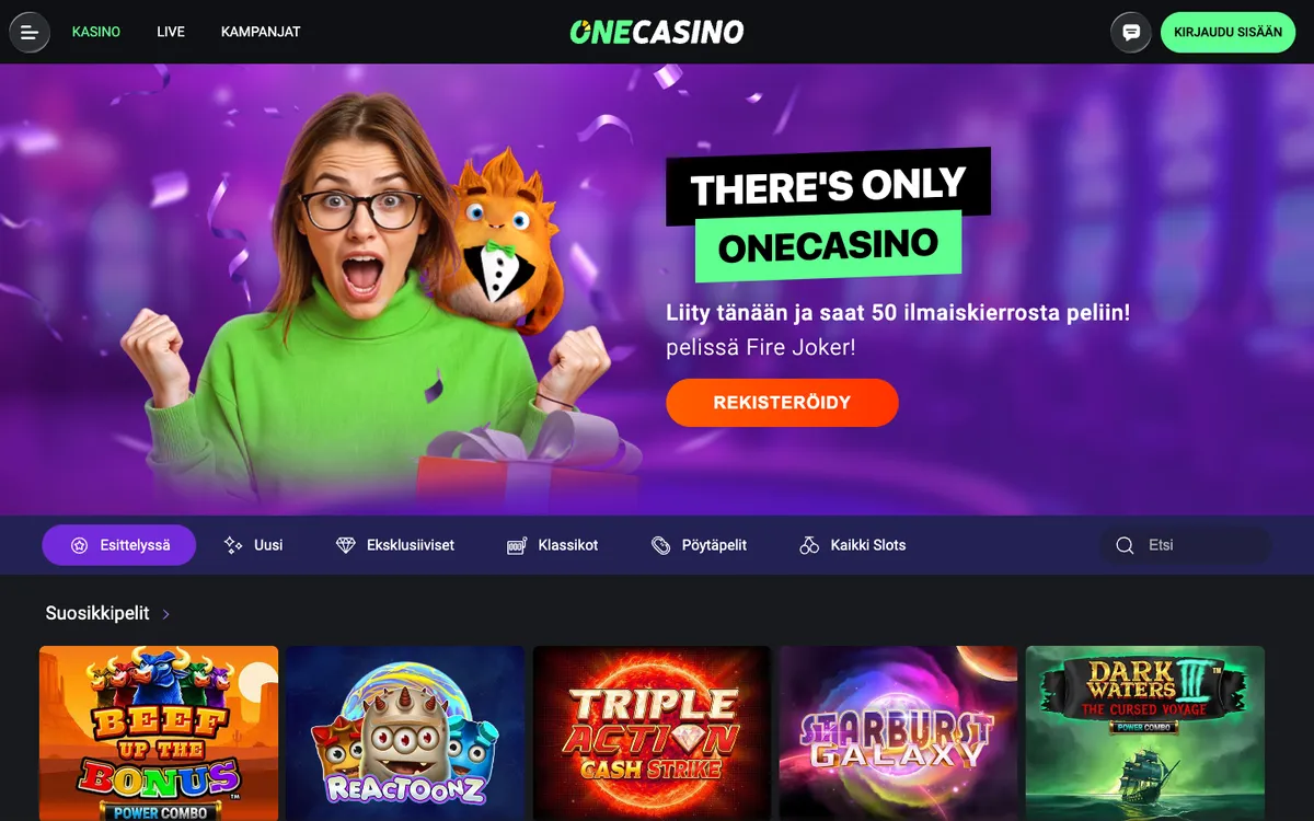 One Casino — Home page, captured from Finland