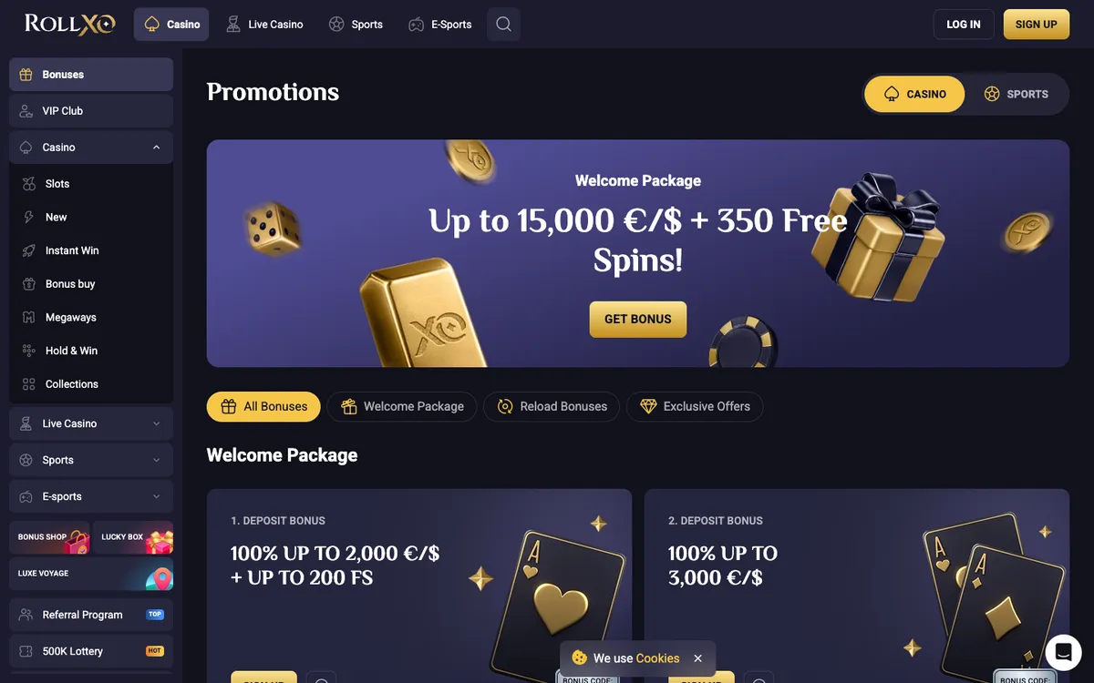 RollXO Casino — «Акции», снято из страны Япония