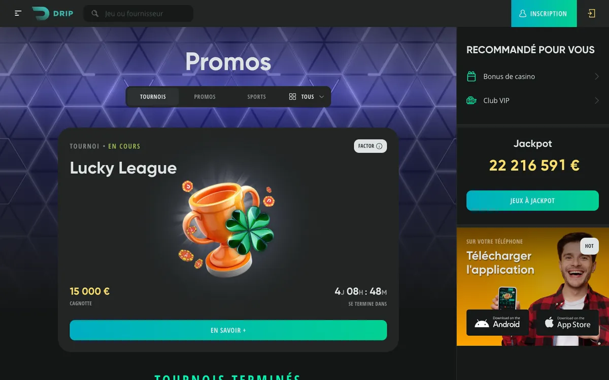 Drip Casino — Promotions, captured from France