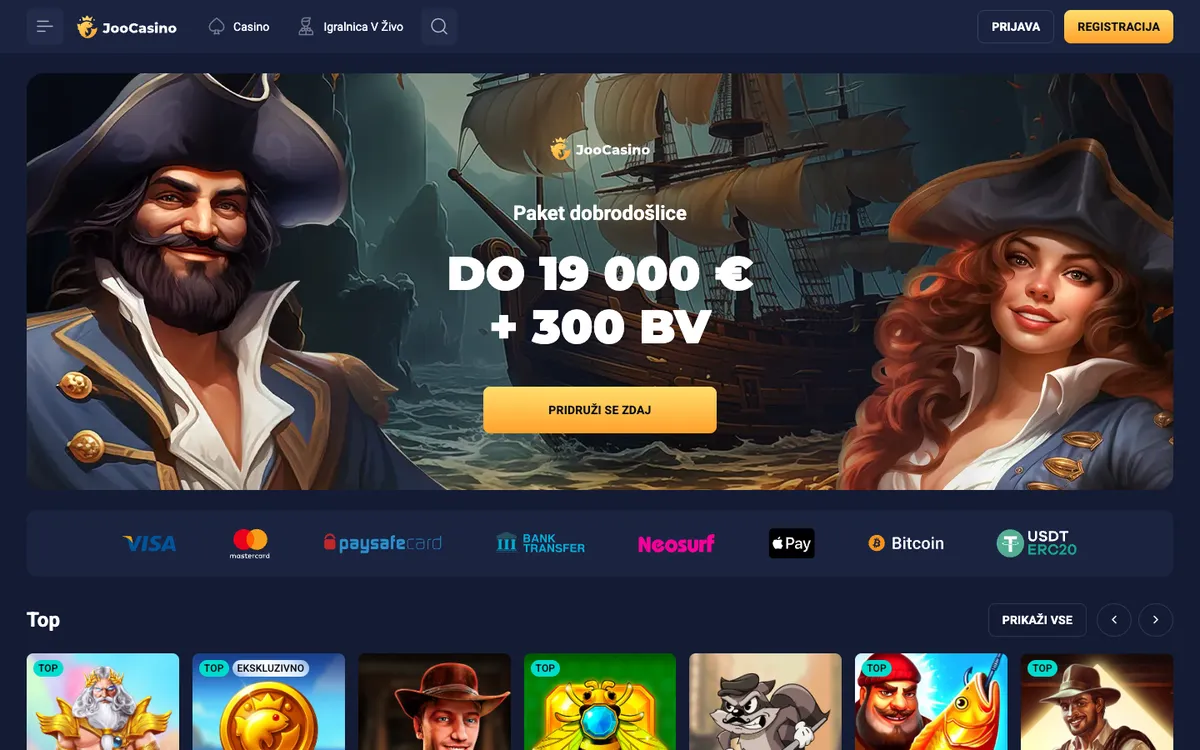 Joo Casino — «Главная», снято из страны Словения