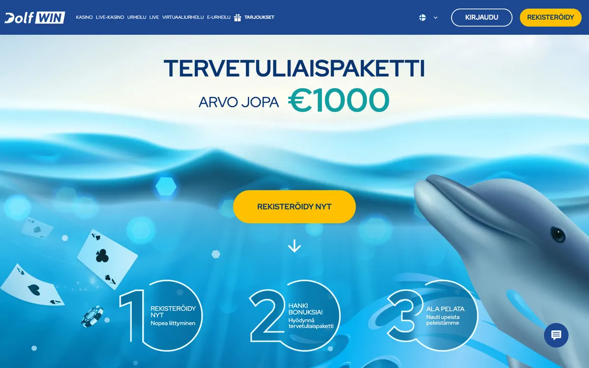 Dolfwin Casino — Home page, captured from Finland