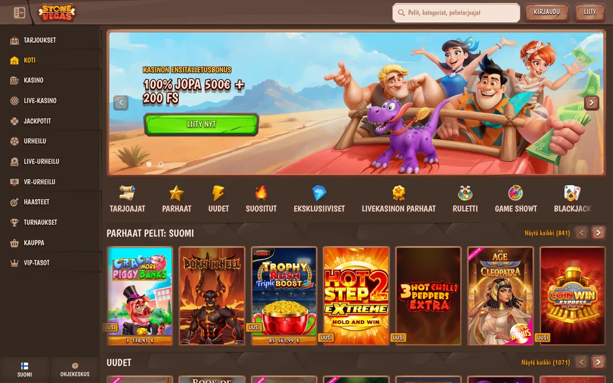 StoneVegas Casino — «Главная», снято из страны Финляндия