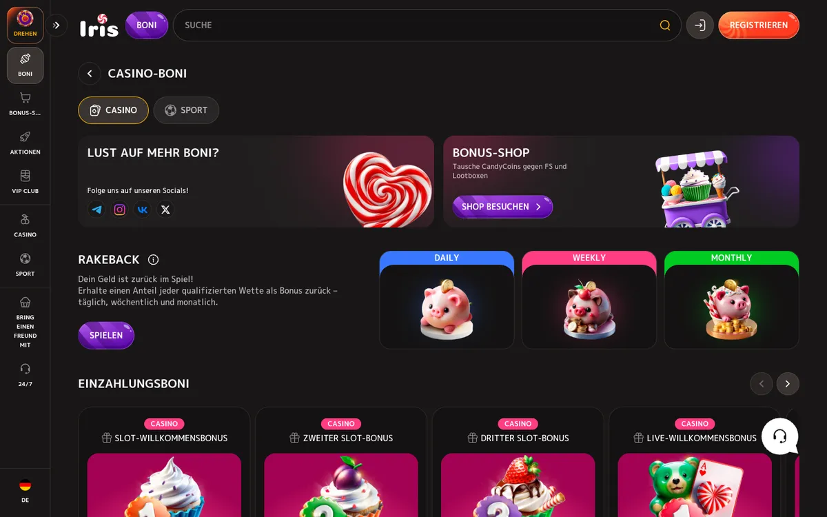 Iris Casino — Promotions, captured from Austria