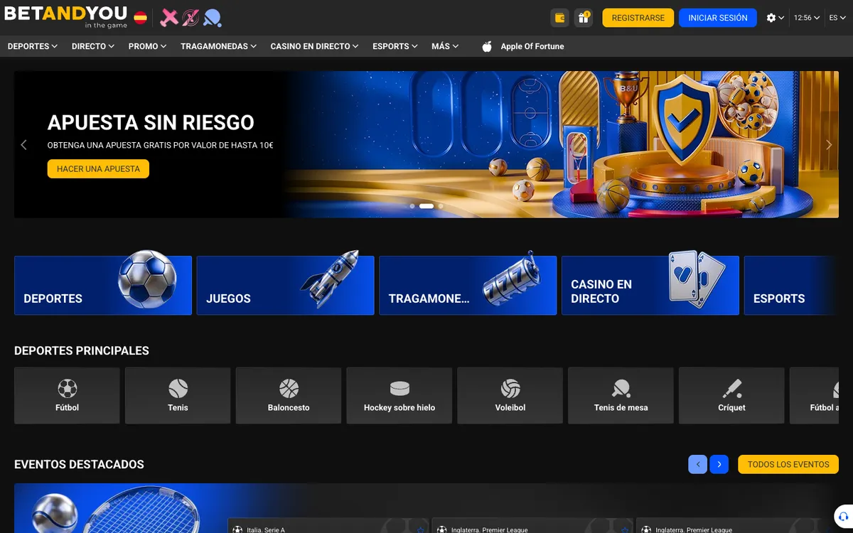 Betandyou Casino — Home page, captured from Spain
