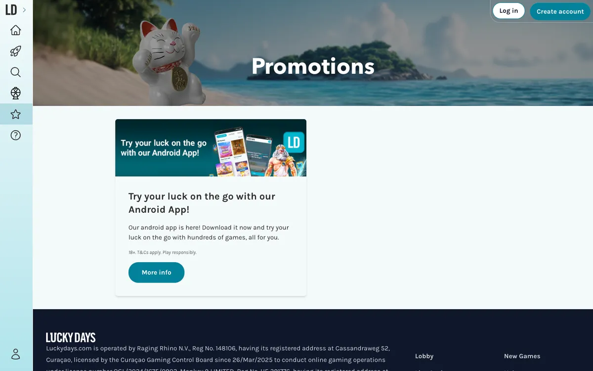 Lucky Days Casino — Promotions, captured from South Korea